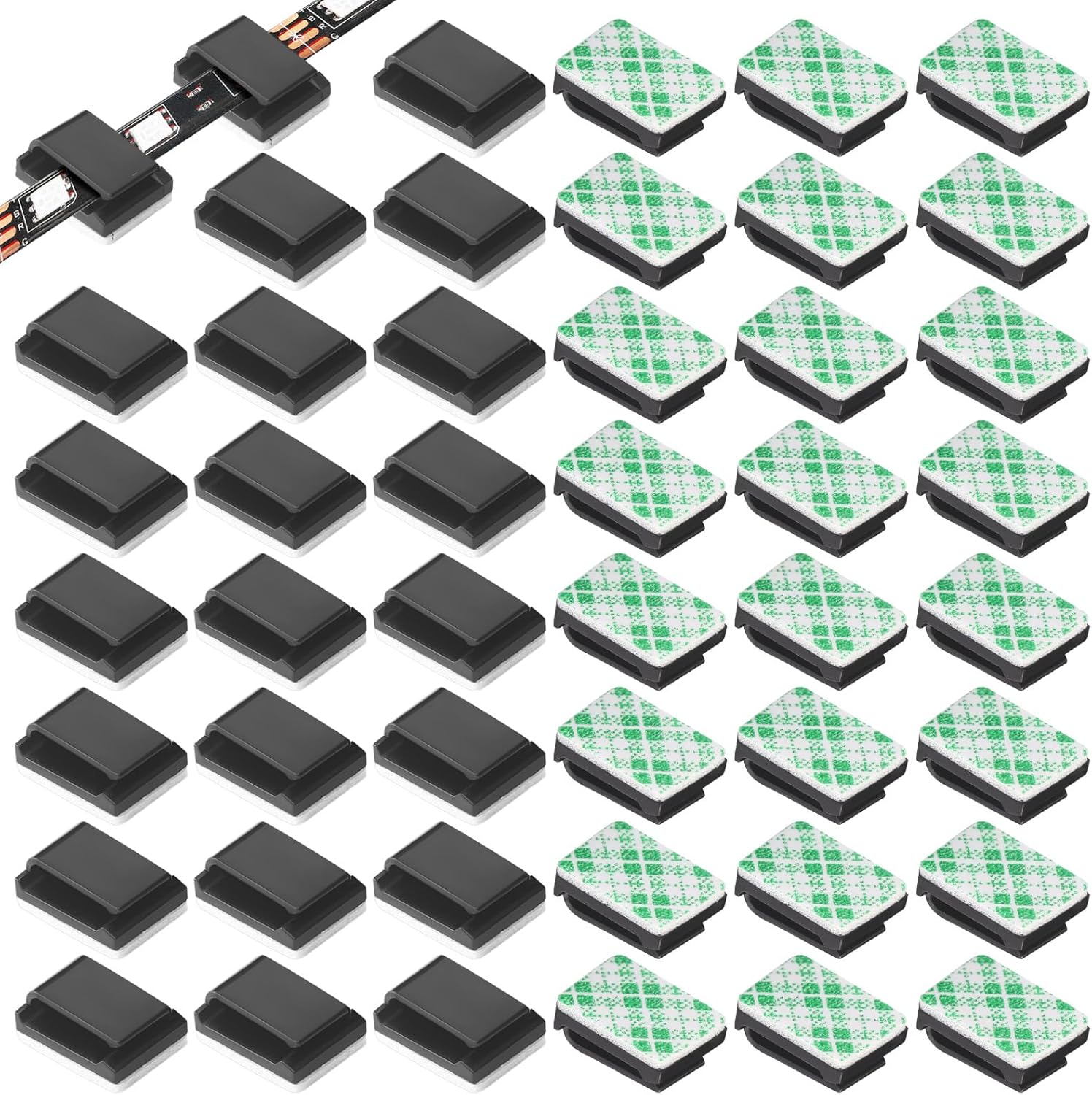 Augshy 60 PCS Light Strip Mounting Clips White Self Adhesive Led Light Fasteners...