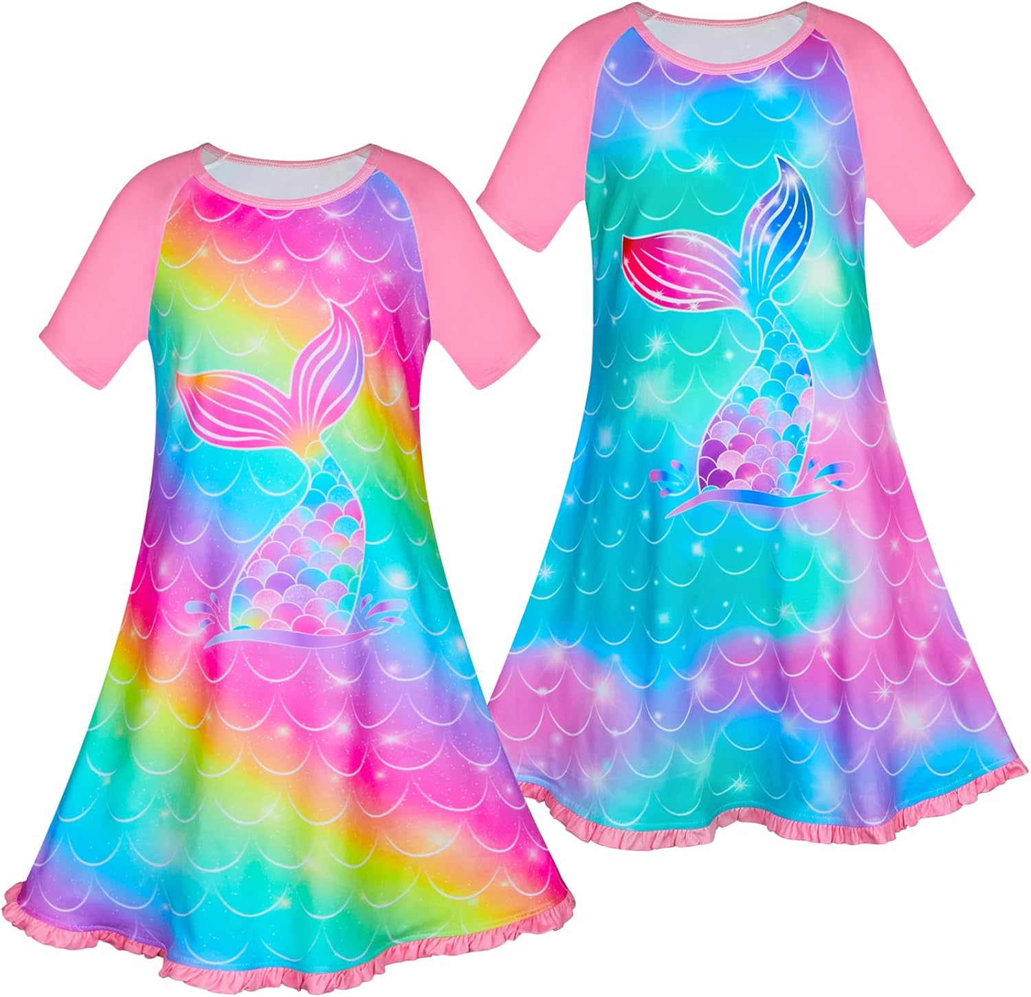 ICOSY 2PCS Girls Nightgowns Unicorn Dress Pajamas for Toddler Girls Princess Nig...
