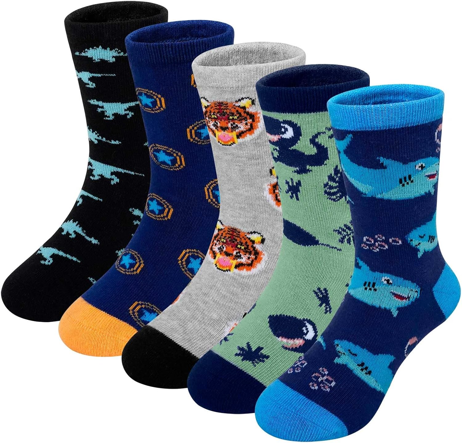 PUTUO Boys Kids Cotton Socks: Children Funky Sock Junior Animal Novelty Ankle Fu...