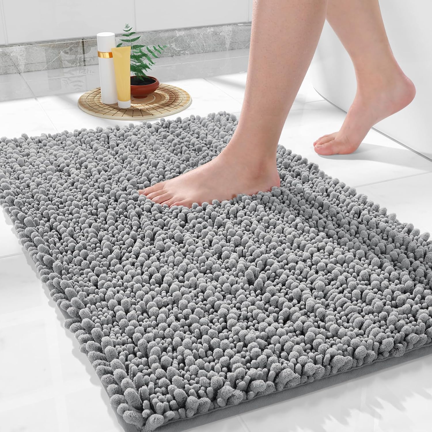 Yimobra Bath Rug Mat, 32 x 20, Soft Shaggy Non-Slip Chenille Bathroom Rugs, Larg...