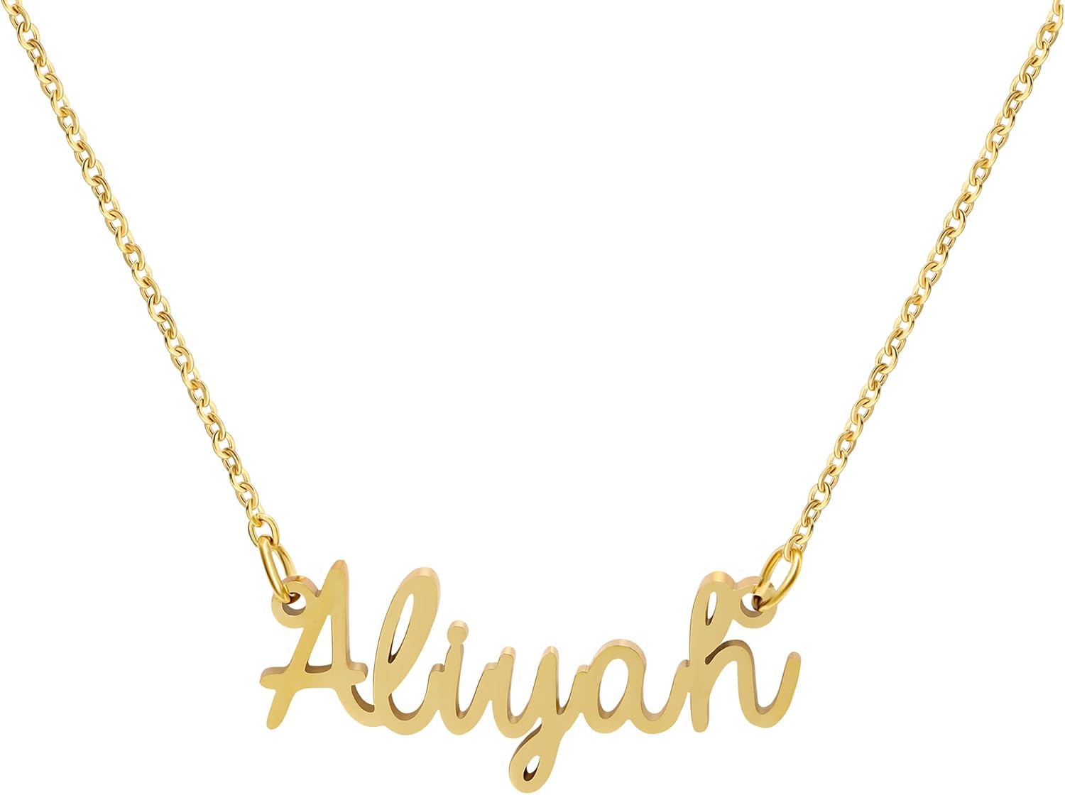 Yiyang Personalized Name Necklace 18K Gold Plated Stainless Steel Pendant Jewelr...