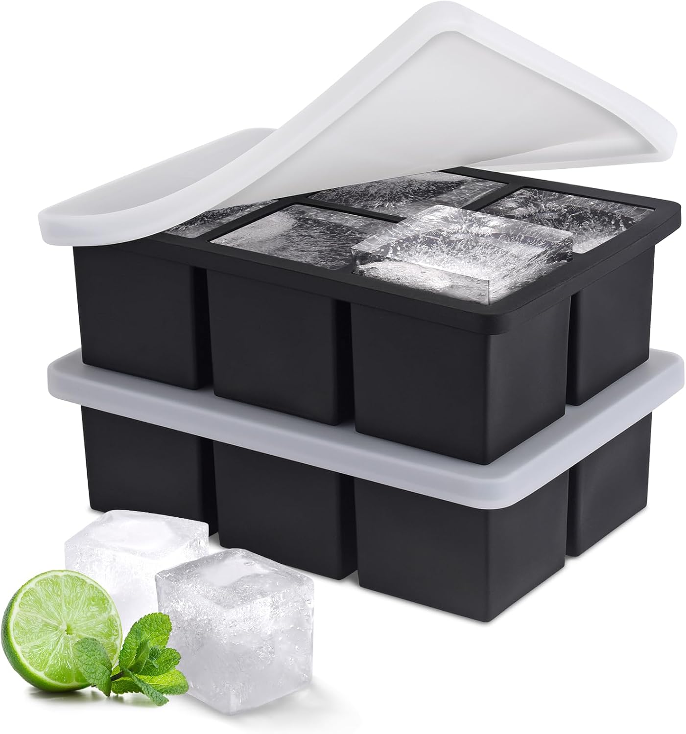 Ice Cube Tray, Large Ice Cube Moulds for Easy Release, Large Silicone Ice Cube T...