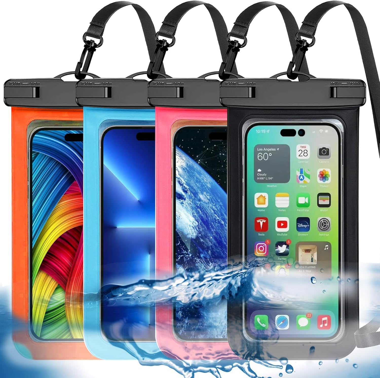 4 Pack Multicolor Universal Waterproof Phone Pouch, Large Phone Waterproof Case...