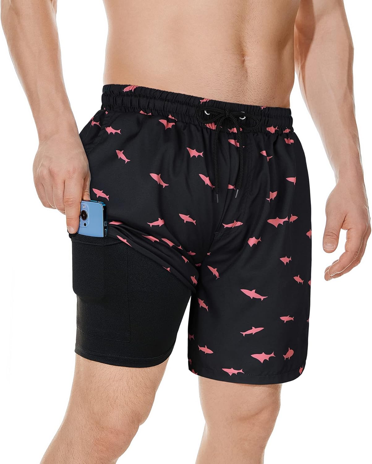 American Trends Men's Swim Trunks Board Shorts Quick Dry Mens Swimming Trunks wi...