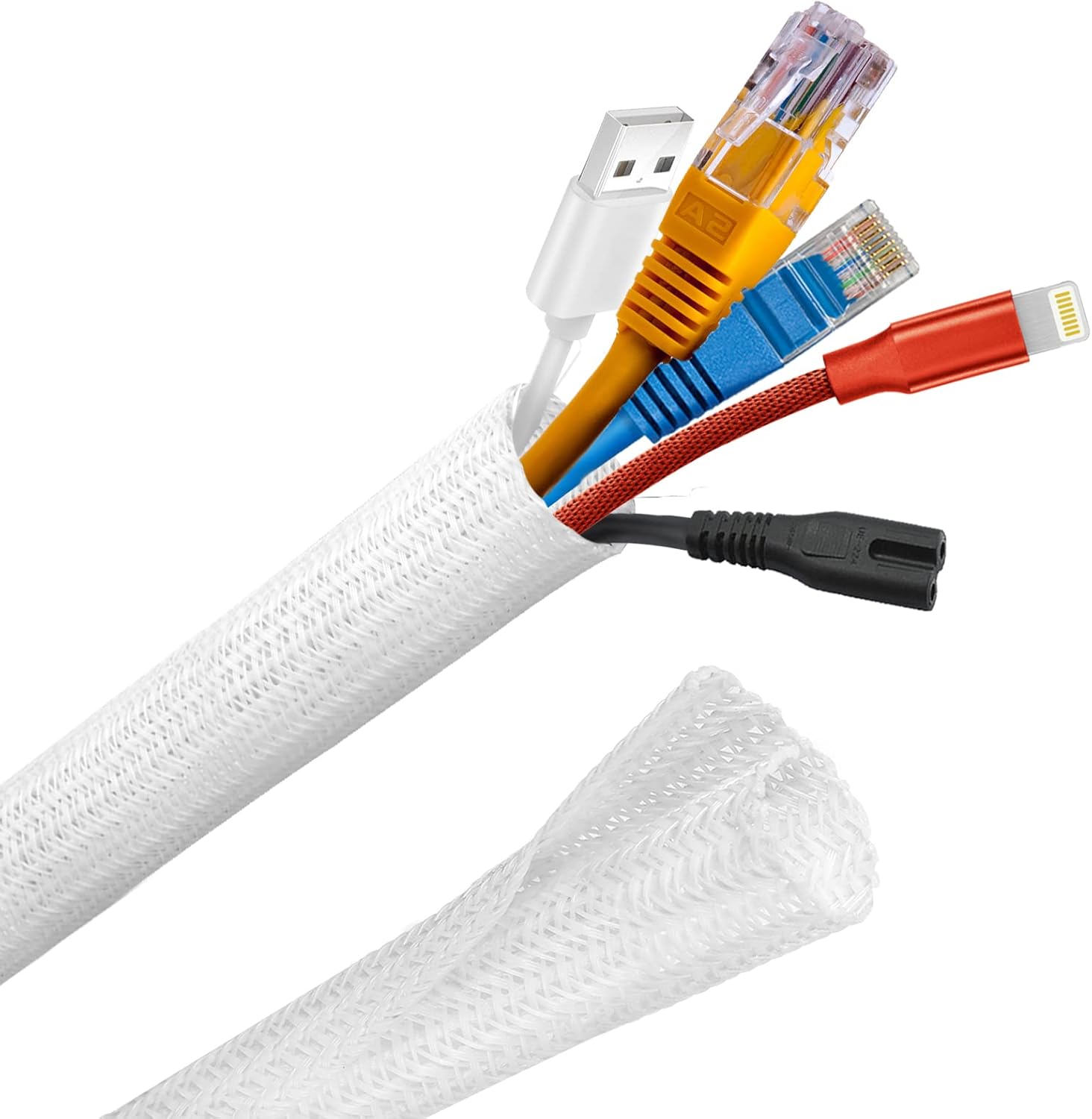 Josnown Cable Tidy Sleeve, 6m Cable Management Tube for PC/TV, Diameter 12-20mm,...