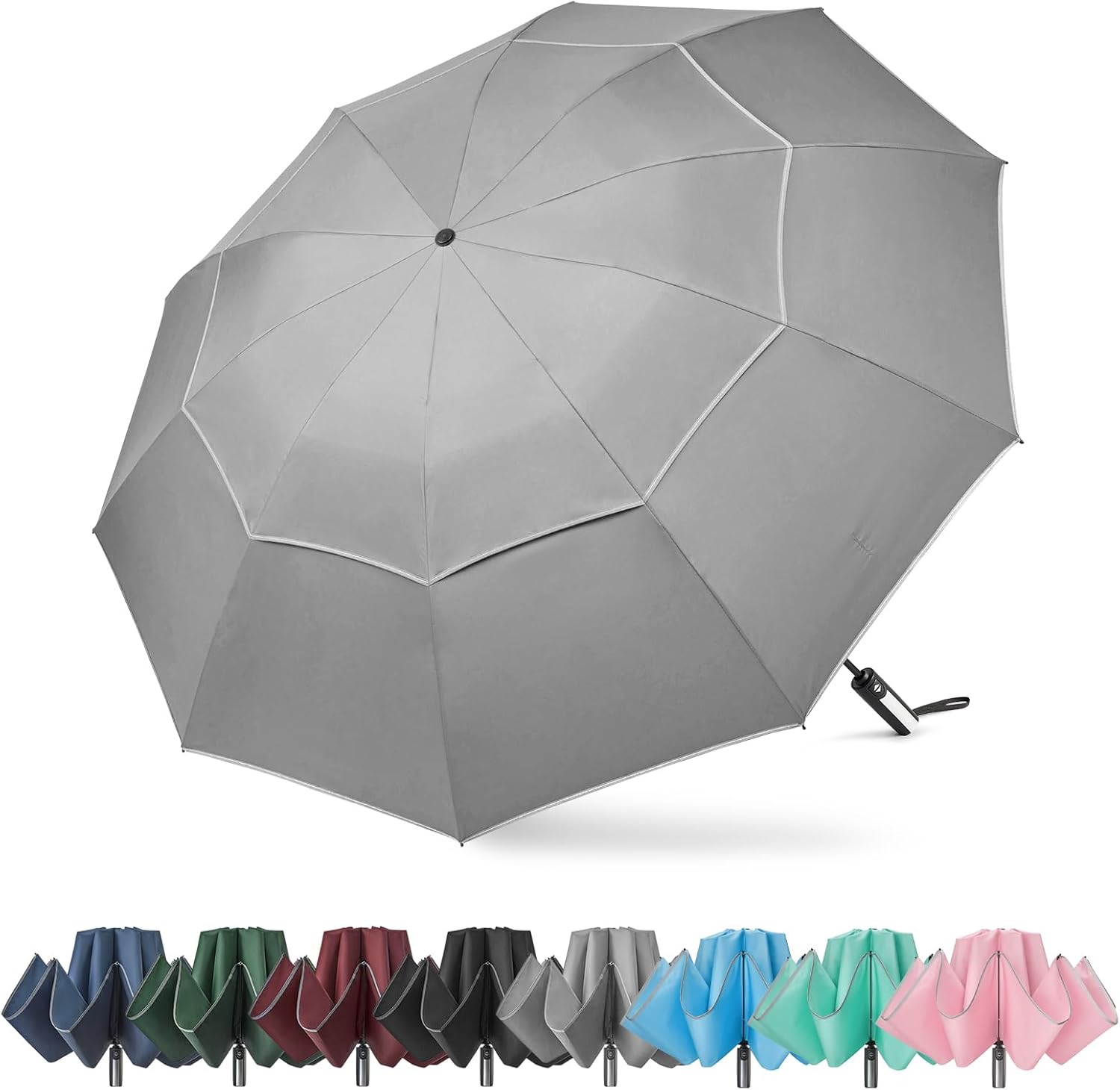 G4Free 54/62 Inch Windproof Inverted Umbrella with Reflective Stripe, Large Comp...
