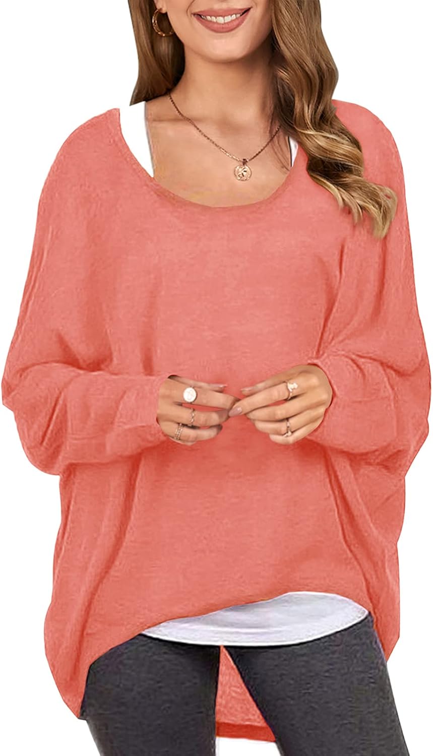 ZANZEA Women's Off-Shoulder Batwing Sleeve Blouse Casual Loose Oversized Baggy T...
