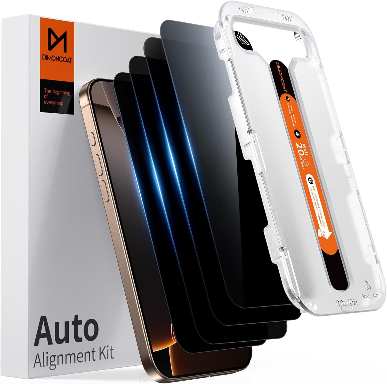 DIMONCOAT 4-PACK Privacy Screen Protector Compatible with iPhone 16 Pro Max [Aut...