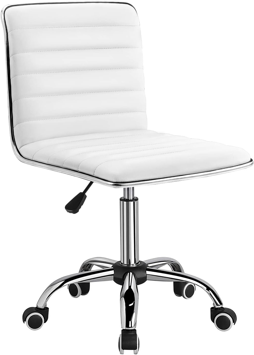 Furmax Mid Back Vanity Chair for Makeup Room, Low Back PU Leather Swivel Compute...