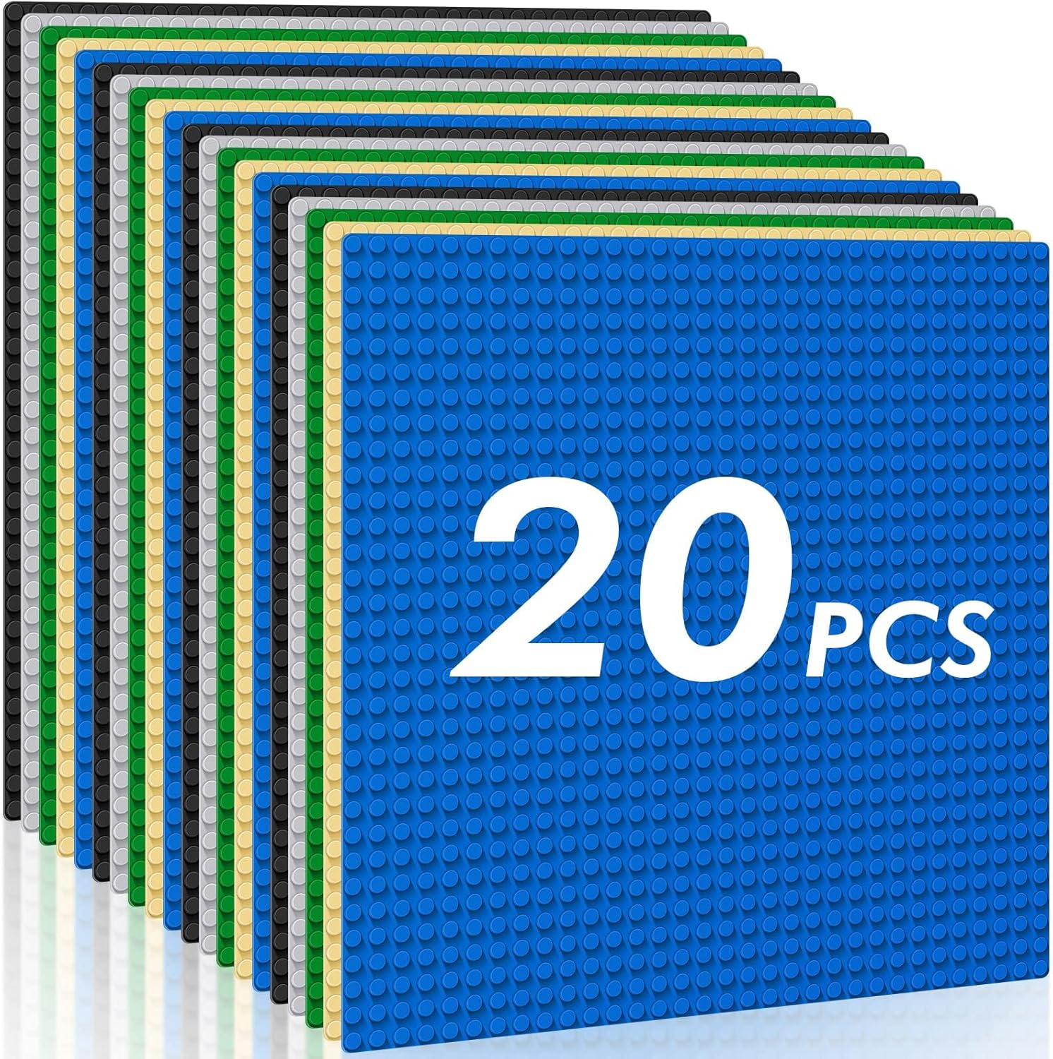 Mlikero 20 Pack Classic Baseplates Building Plates- Large 10" x 10" Building Bri...