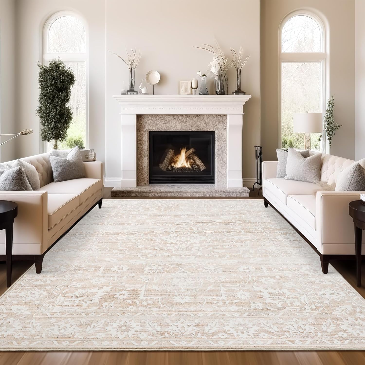 8x10 Area Rugs for Living Room, Stain Resistant Neutral Washable Rugs for Dining...
