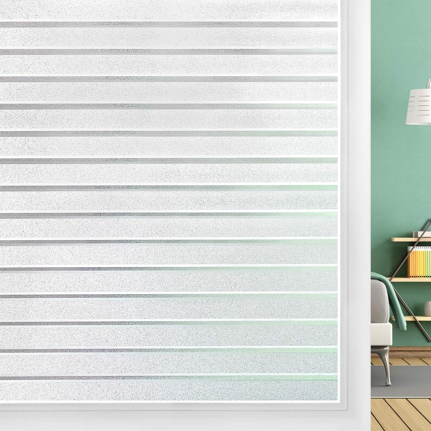DOWELL Window Film Privacy Film for Glass Windows 60x200cm, Frosted Stripe Patte...