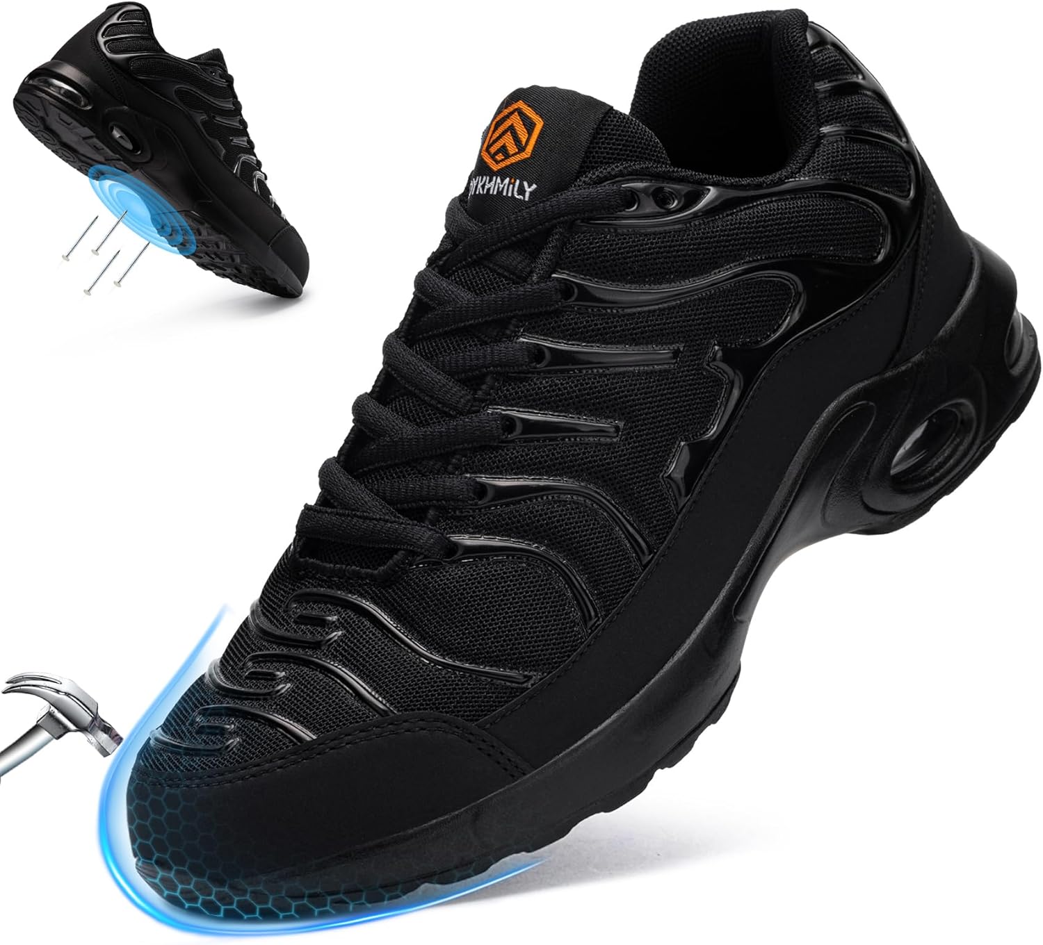 DYKHMILY Steel Toe Cap Trainers Mens Puncture Proof Safety Trainers Work Air Cus...