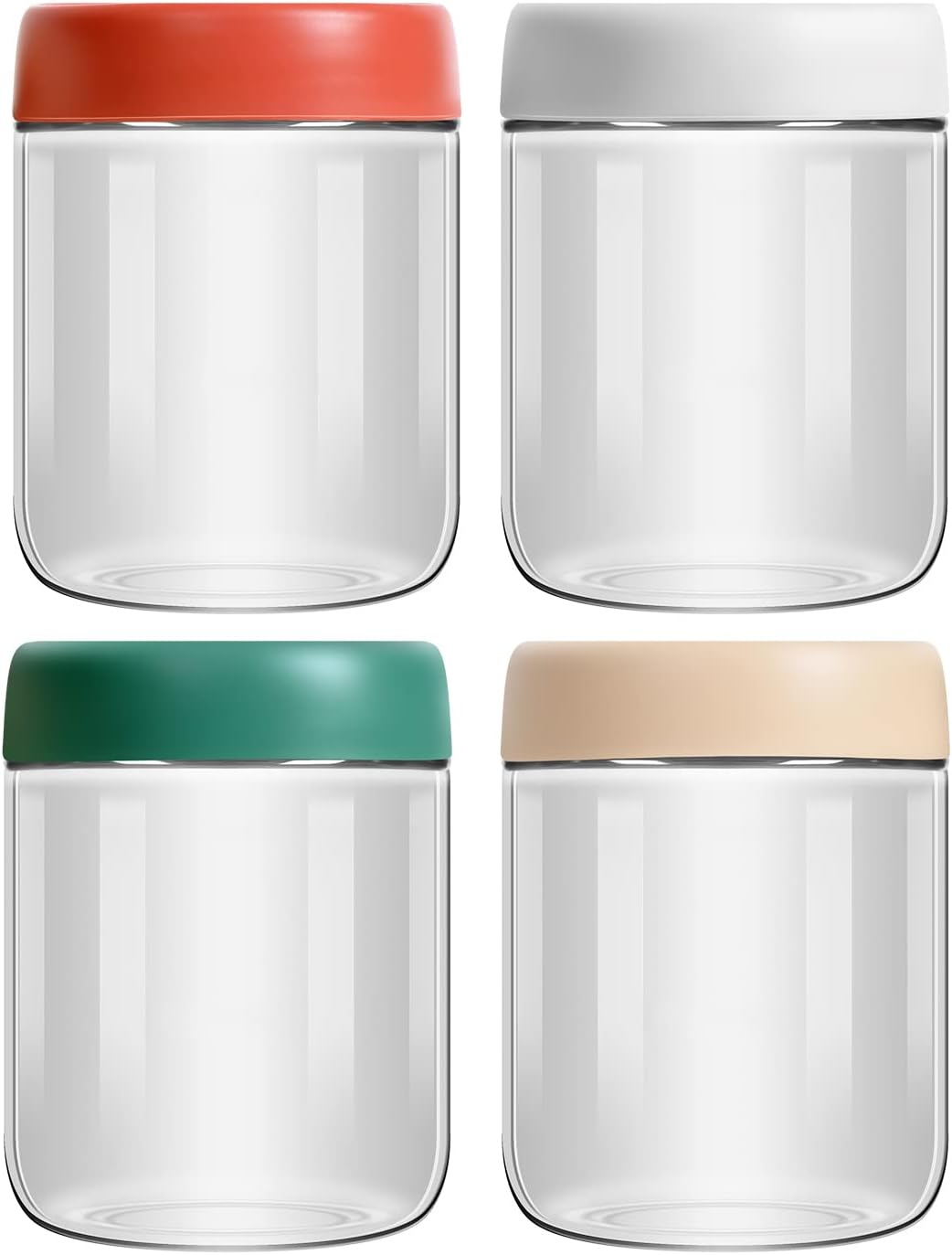 4-Pack Overnight Oats Containers with Lids 16oz Glass Mason Jars Meal Prep Salad...