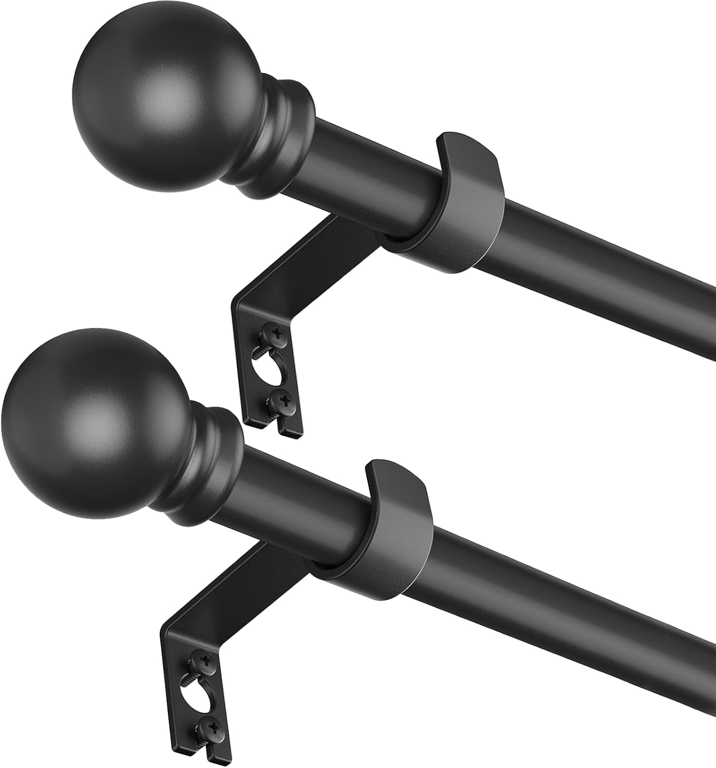 2 Pack Curtain Rods for Window 32 and 48, Black 5/8 inch Splicing Single Window...