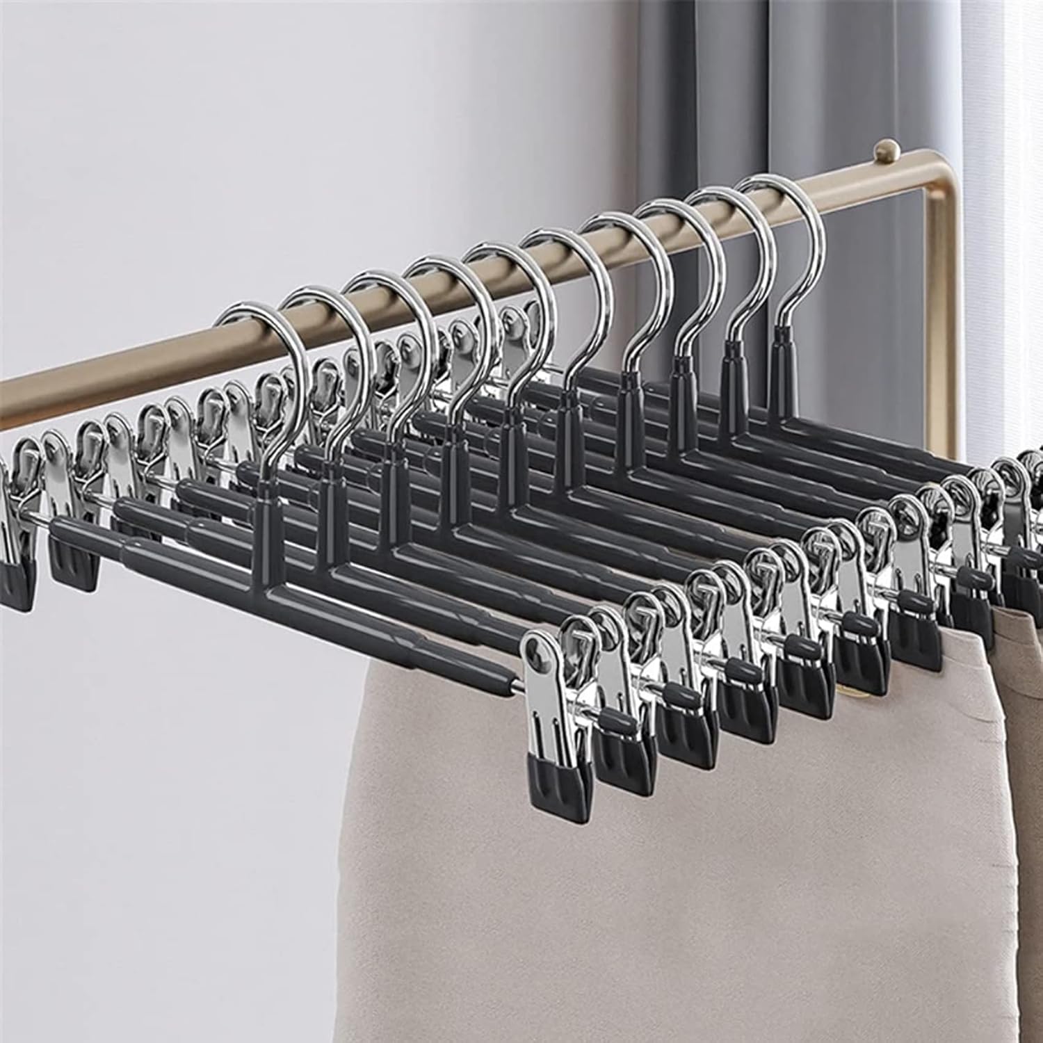 10 Pack Trouser Hanger, 30cm Pants Hangers Space Saving Skirt Hangers with Adjus...
