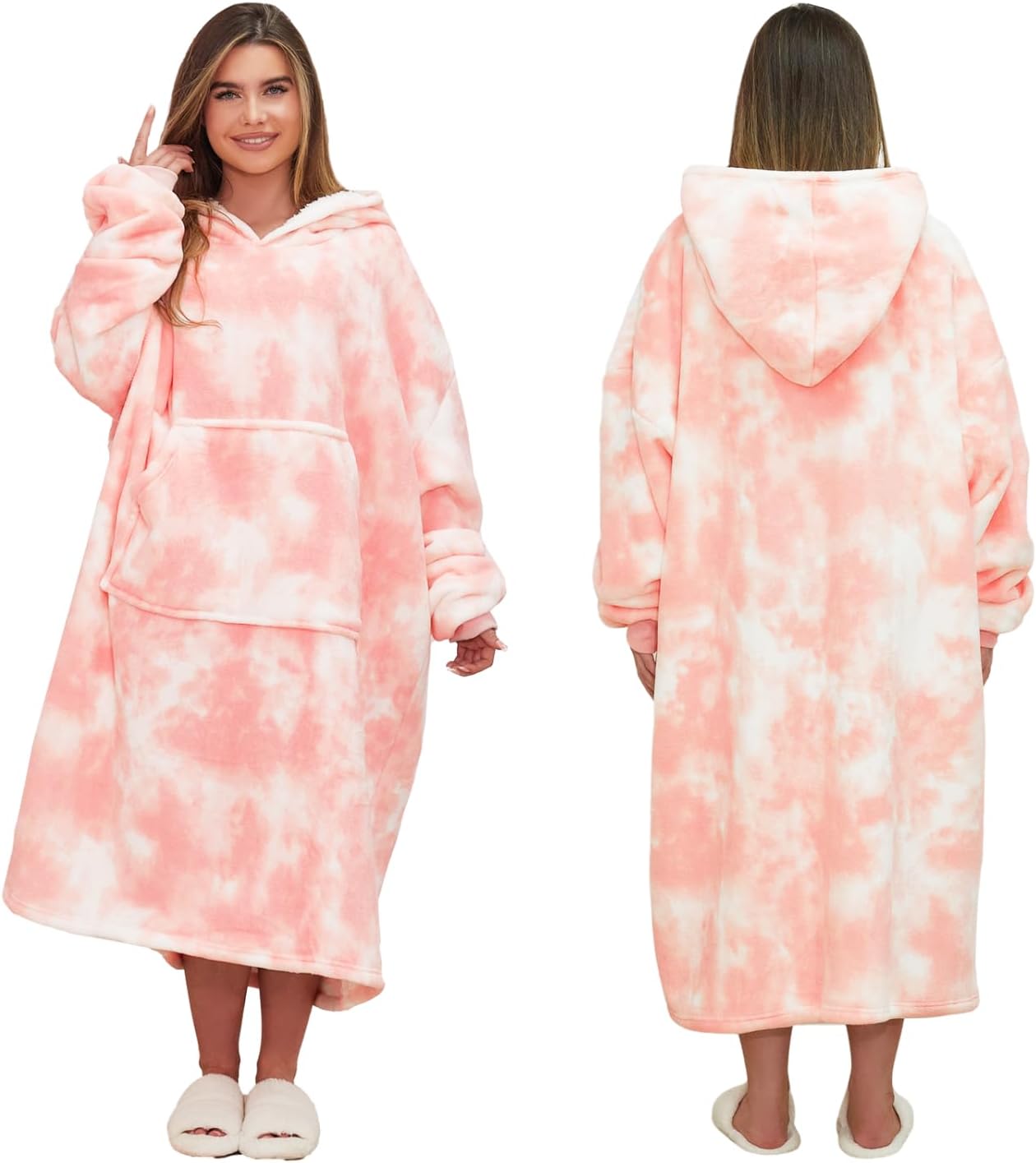 Dreamscene Extra-Long Tie Dye Oversized Snuggle Hoodie Blanket Sweatshirt Soft S...