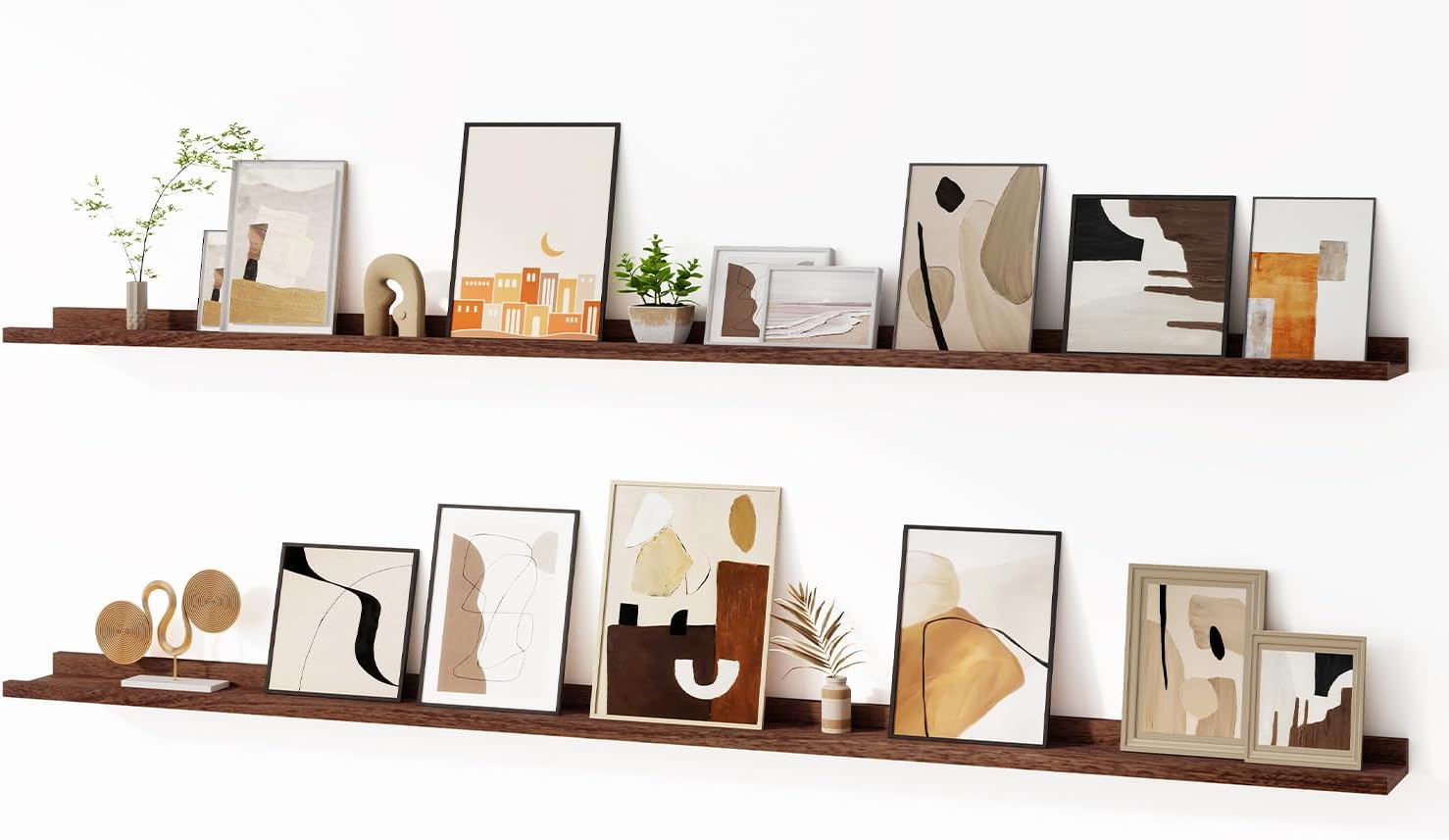 Floating Picture Ledge Shelves for Wall Set of 2, 72 Inches Picture Ledge Shelf...