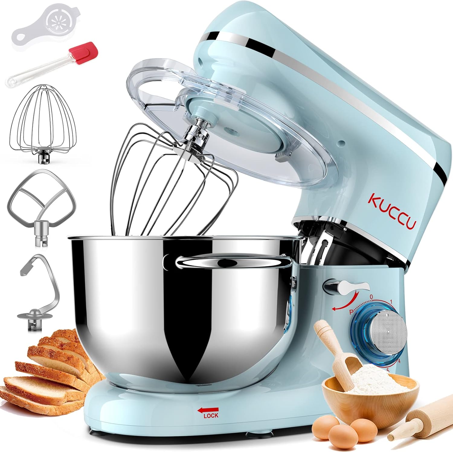 Stand Mixer, 6.5 Qt 660W, 6-Speed Tilt-Head Food Dough Mixer, Kitchen Electric M...
