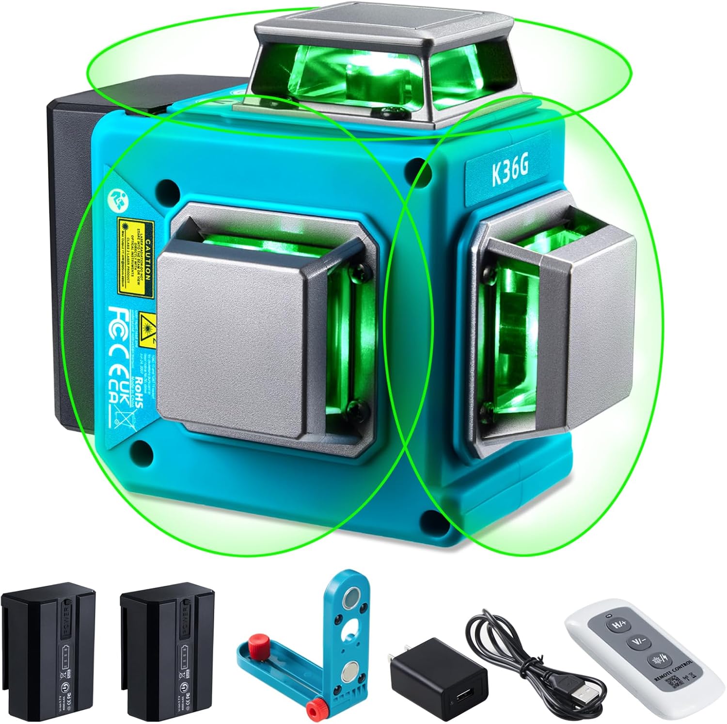 KEZERS Laser Level 360 Self Leveling,12 Lines 3 x 360 Green Laser Level Line Too...