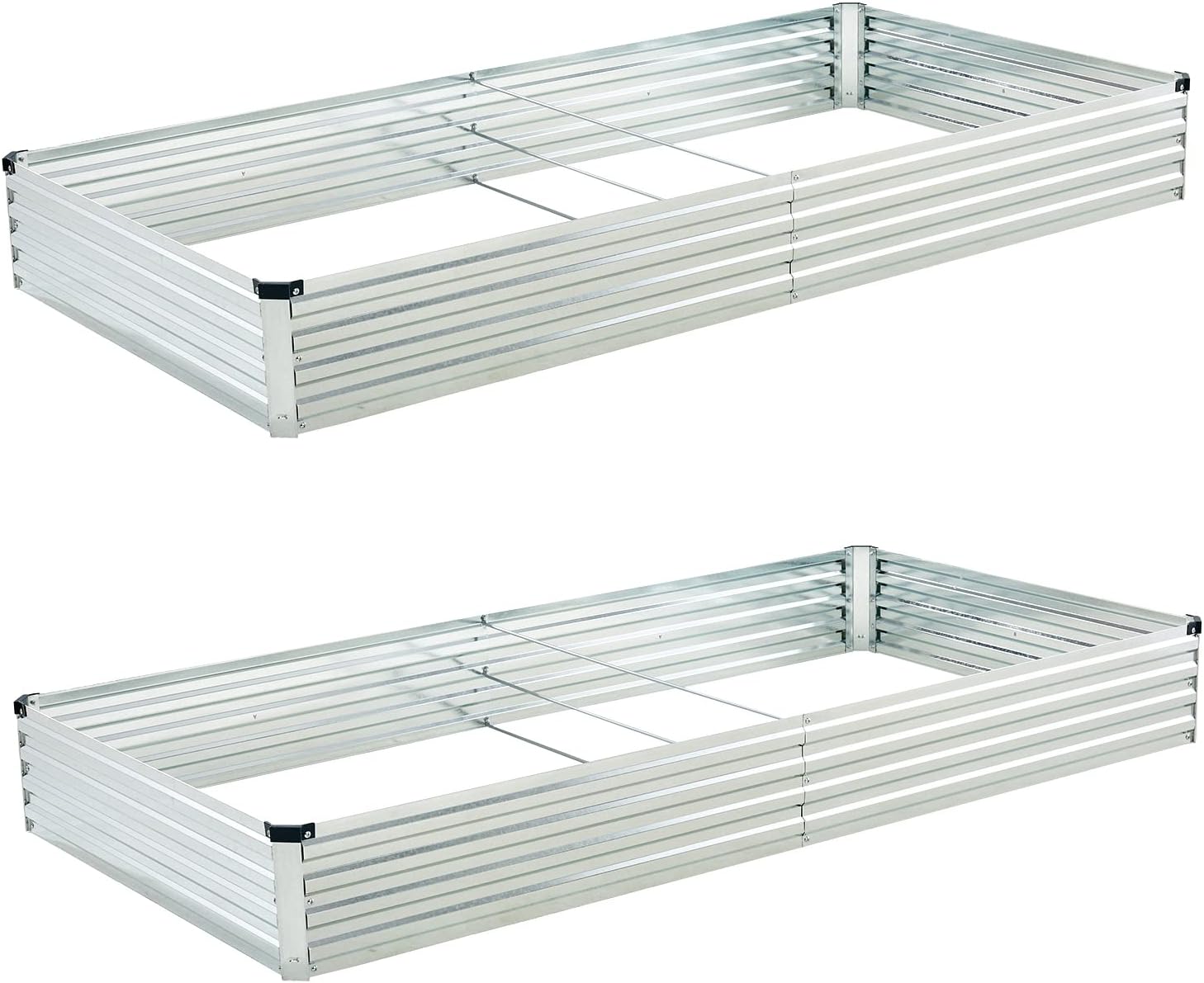 8x4x1ft(2 Pack) Galvanized Raised Garden Bed,Outdoor Planter Box Metal Patio Kit...