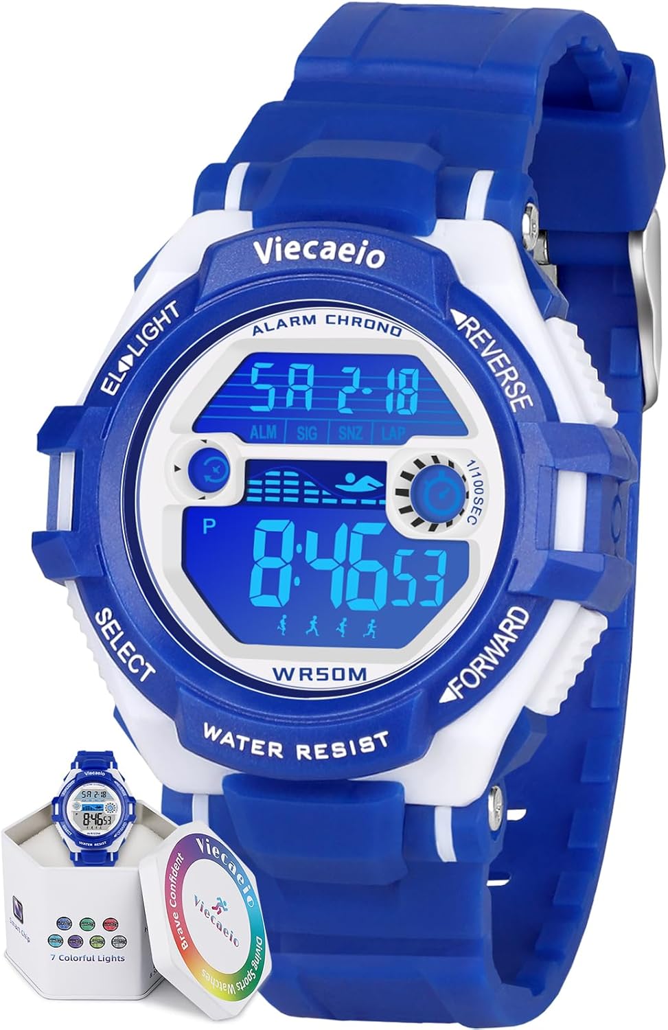 Kids Digital Watch for Boys Girls, Waterproof LED Colorful Lights Sports Watch S...