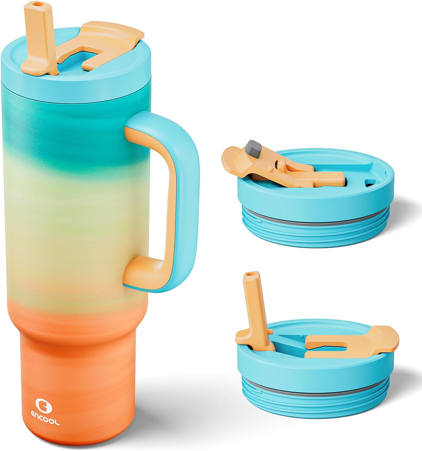 40 oz Tumbler with Handle and Flip Straw, 100% Leak Resistant Tumbler with Lid a...