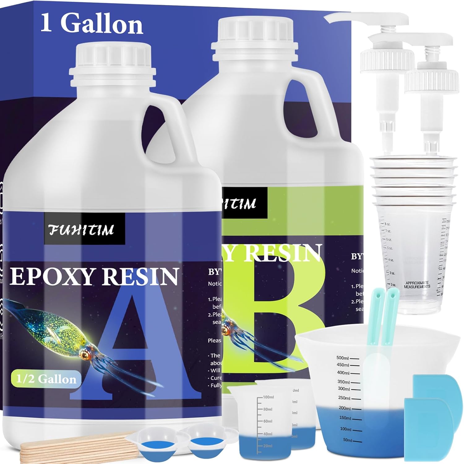 Epoxy Resin 1 Gallon - Crystal Clear Epoxy Resin Kit - Self-Leveling, High-Gloss...