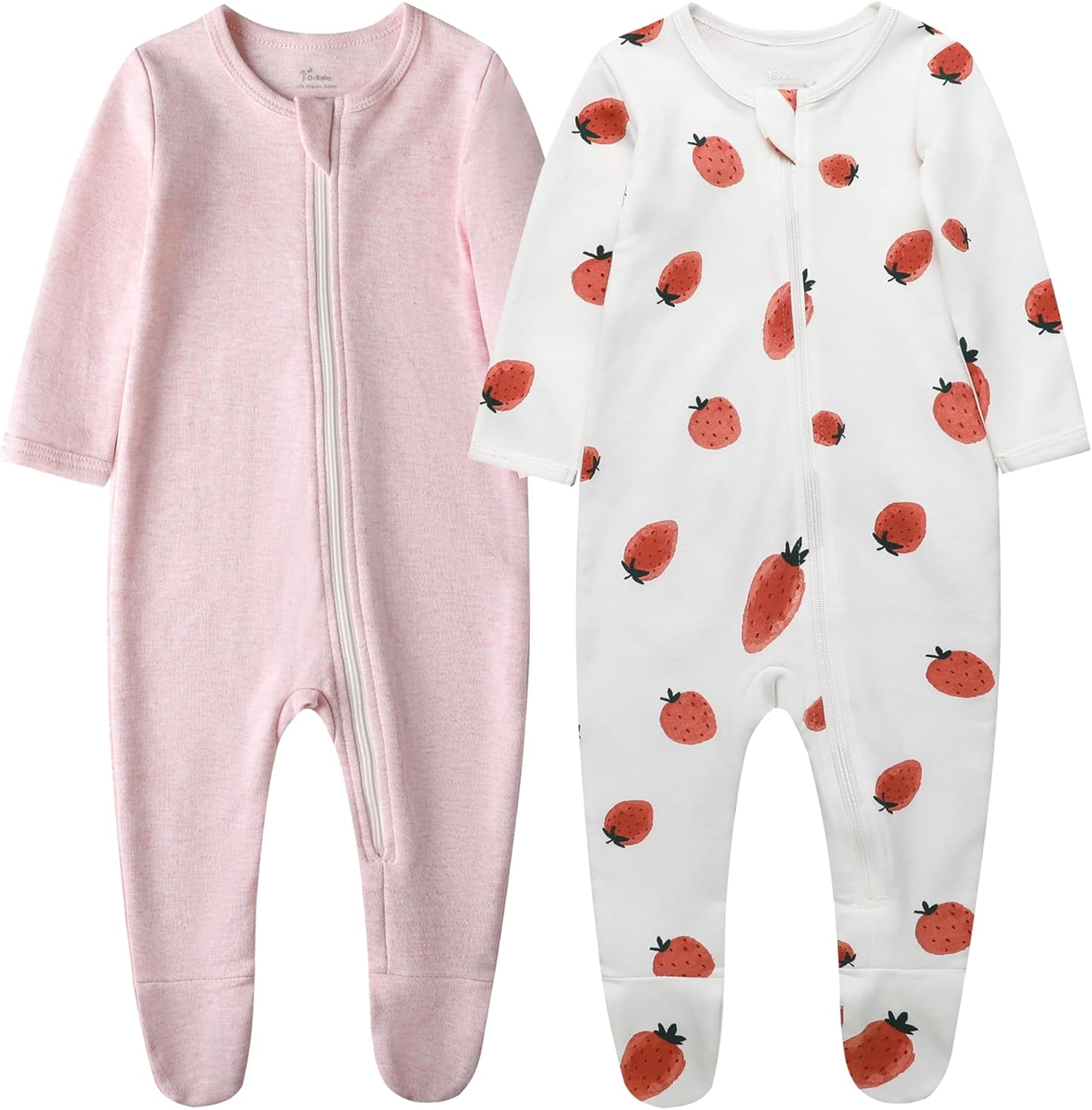 O2 BABY Baby Boys Girls Organic Cotton Zip-Front Sleeper Pajamas, Footed Sleep '...