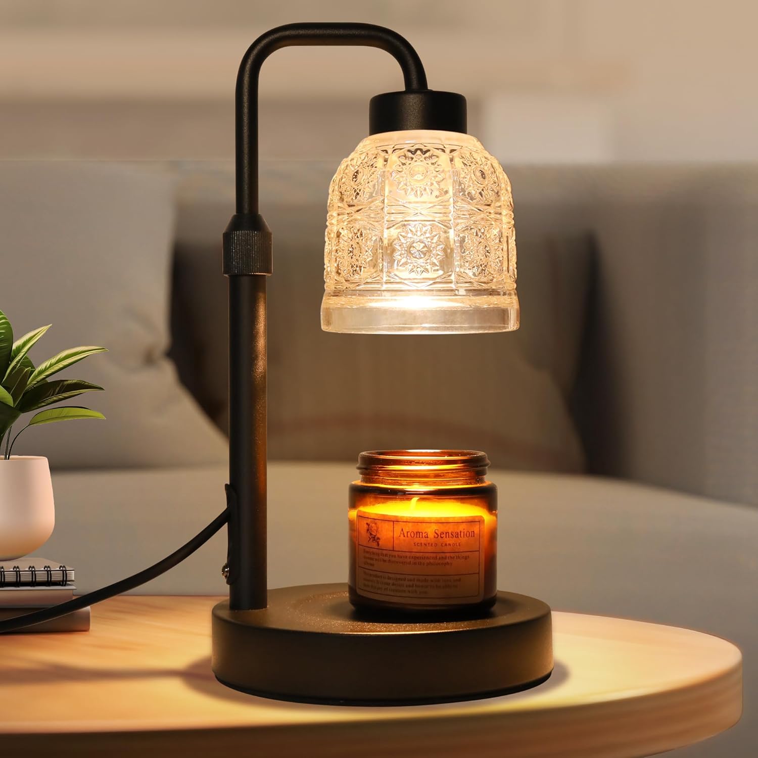 Candle Warmer Lamp with Timer, Dimmable Candle Warmer Lamp, Adjustable Height Ca...