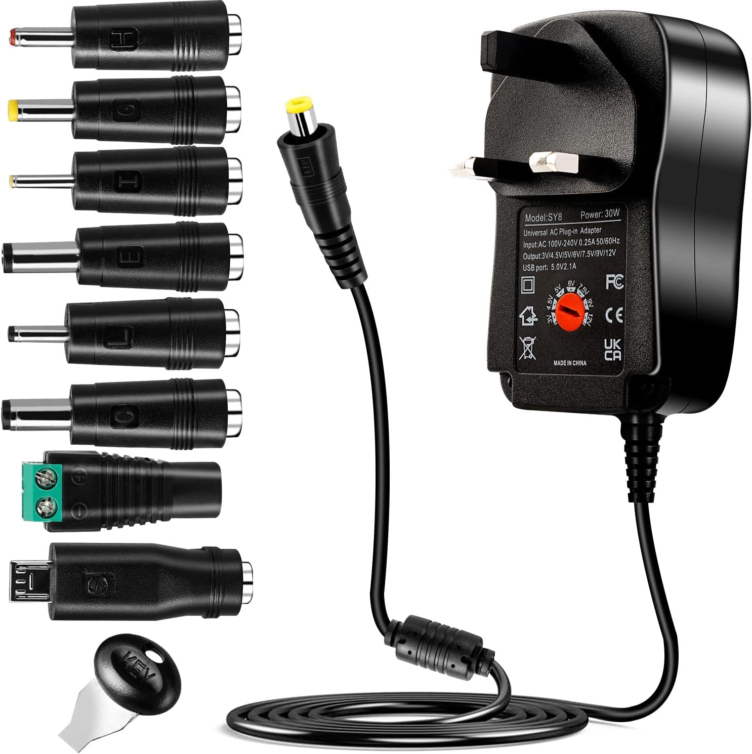 Universal AC to DC Power Adapter - Multi Output Voltages 3V 4.5V 5V 6V 7.5V 9V 1...