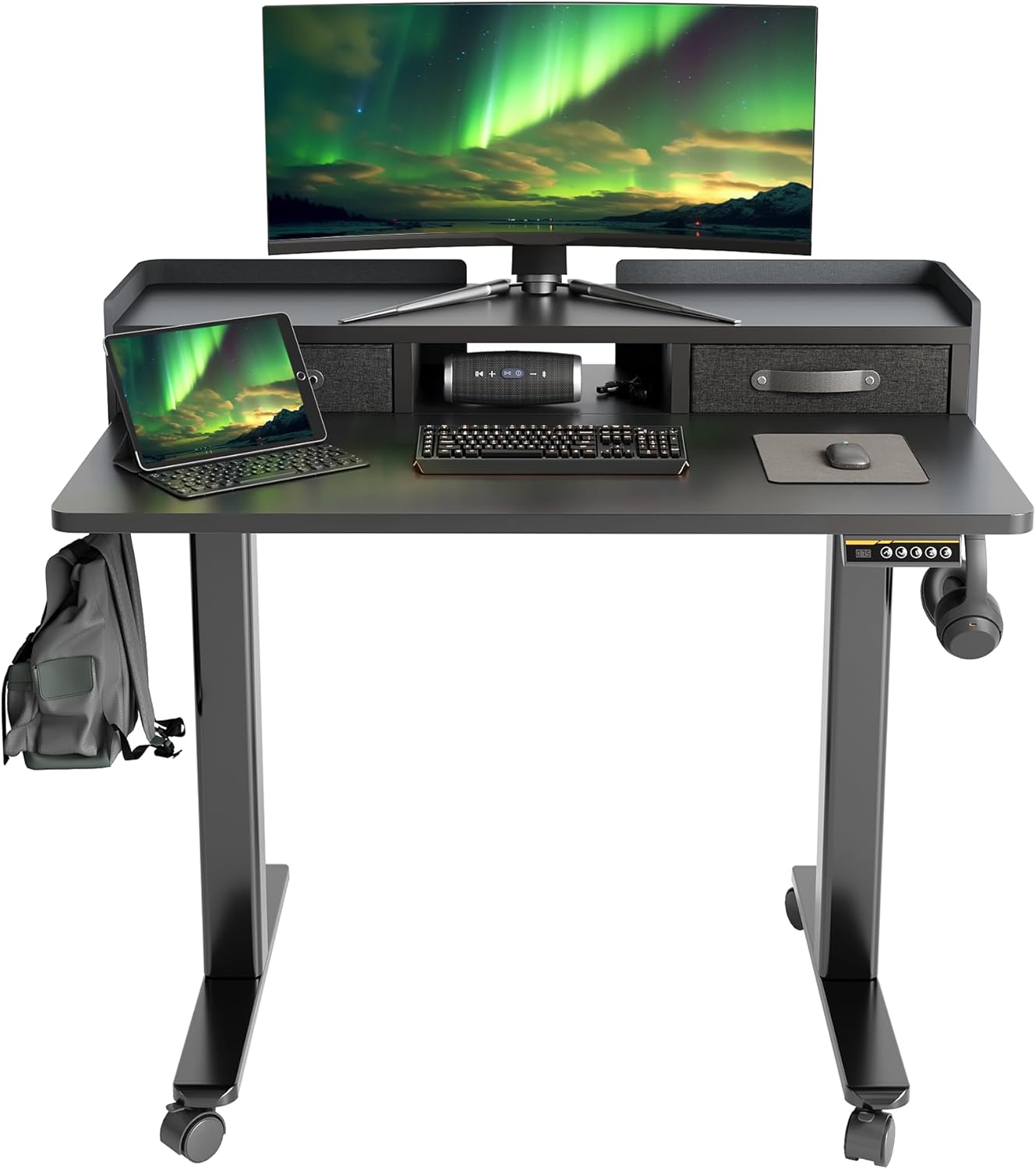 Claiks Standing Desk with Drawers, Adjustable Stand Up Electric Small Standing D...