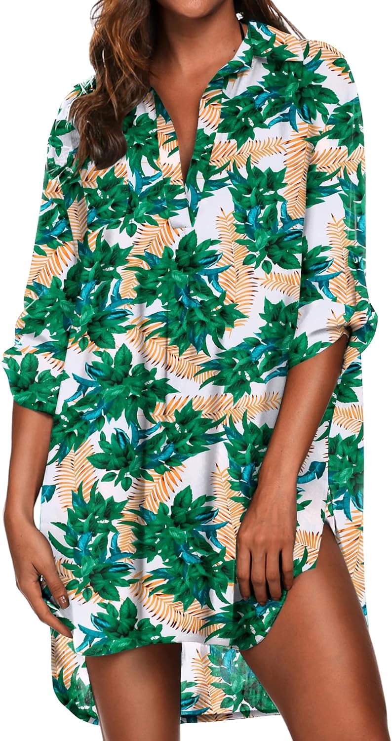 Ekouaer Beach Cover Ups for Women V Neck Bathing Suit Cover Up Bikini Swimsuit C...