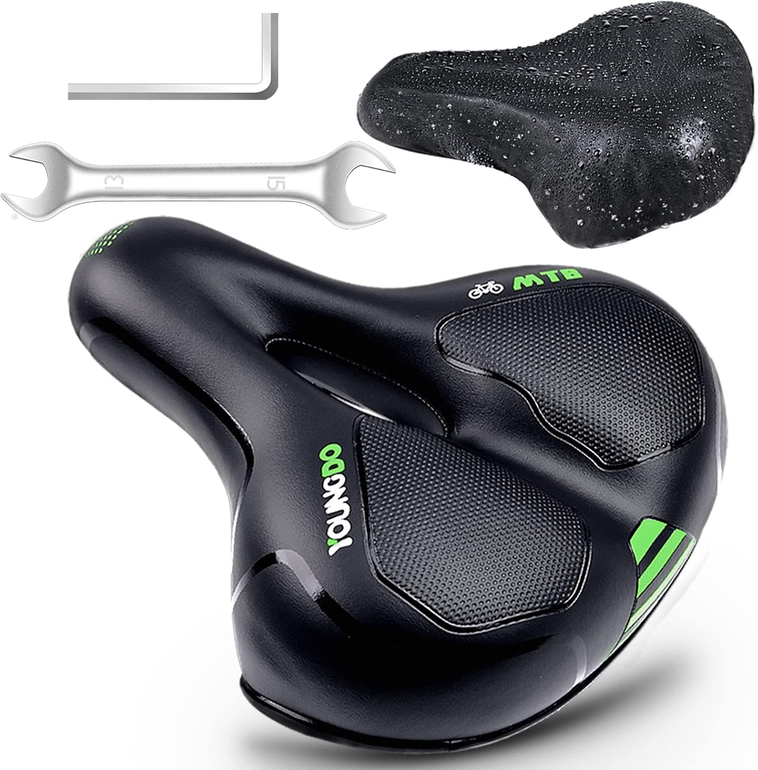 Bike Seat, YOUNGDO Bicycle Saddle, Comfortable Soft Wide Bikes Saddles, Breathab...