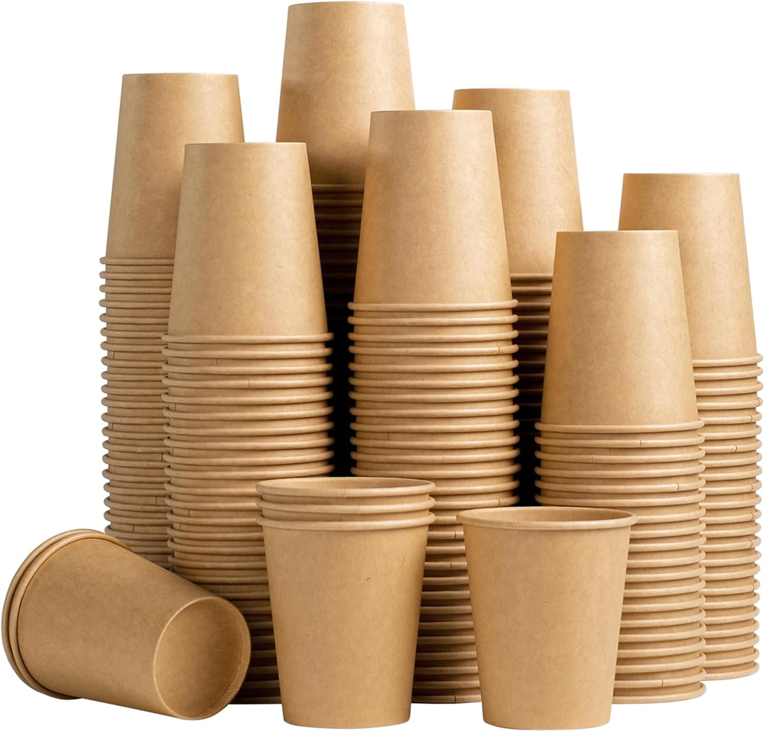 Lamosi 200 Pack 8 OZ Kraft Paper Cups, Brown Disposable Paper Coffee Cups, Unble...