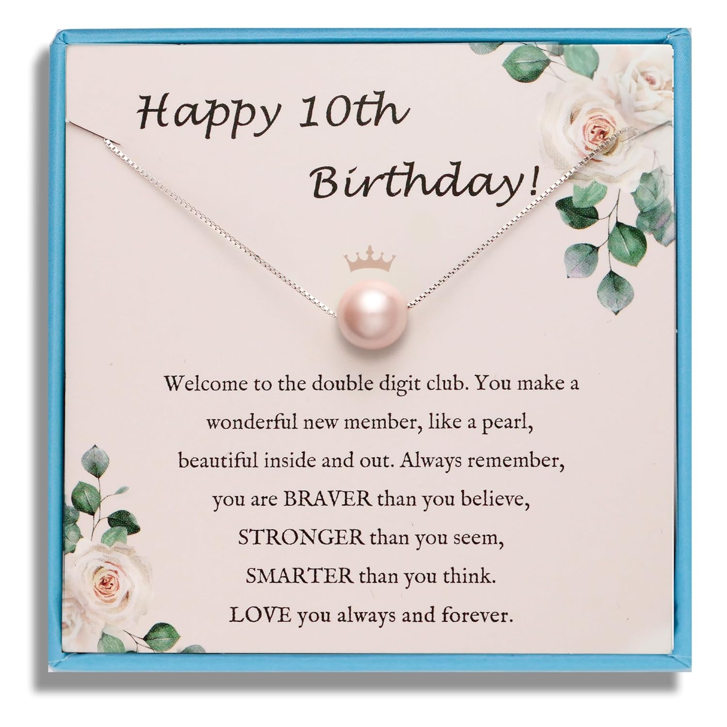 Sereney 10th Birthday Gifts for Girl Sterling Silver Pink Pearl Necklace as Gift...