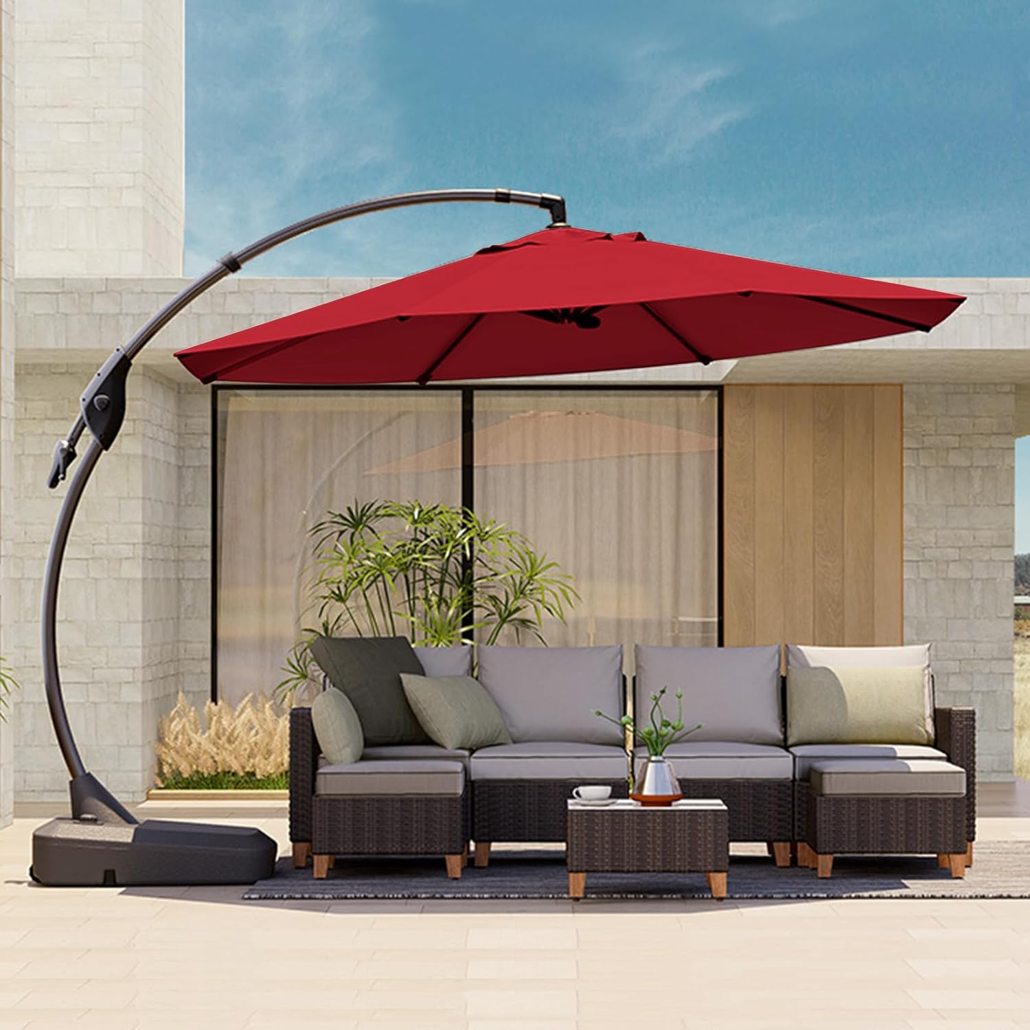Grand patio 12FT Outdoor Cantilever Umbrella Large Round Aluminum Offset Umbrell...