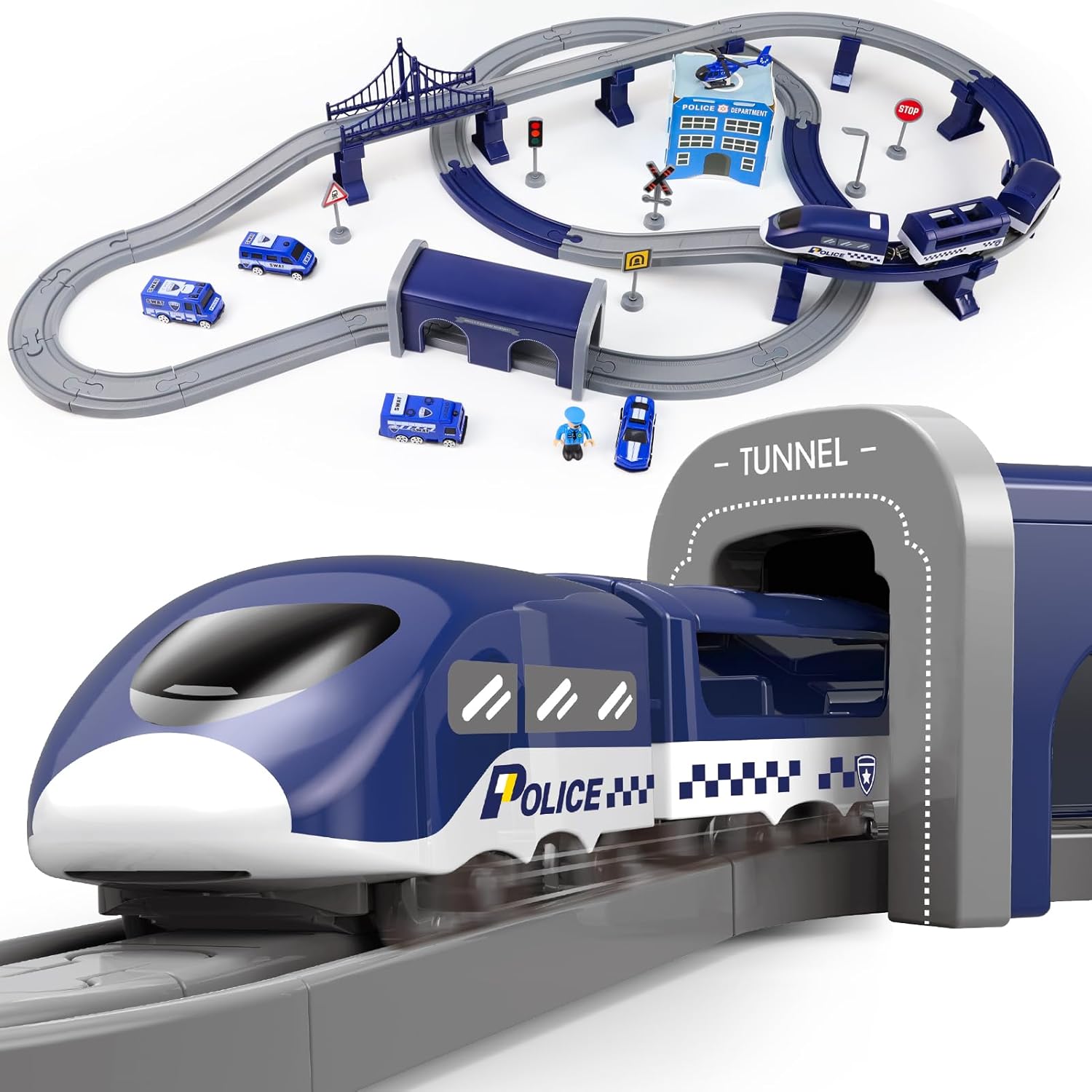 XIAPIA Electric Train Sets Toys for 3 Year Old Boys Girls, 92Pcs Train Track wit...