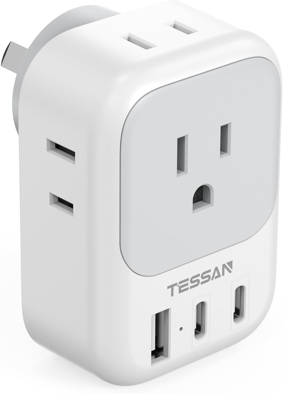 TESSAN Australia New Zealand Power Adapter, Type I Plug Adaptor with 4 Electrica...