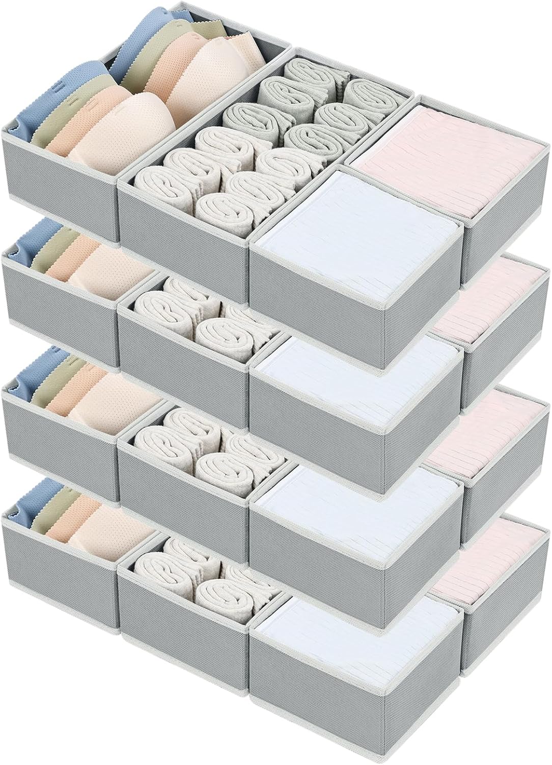 DIMJ Drawer Organizers for Clothing, Set of 16 Dresser Drawer Organizers, Fabric...