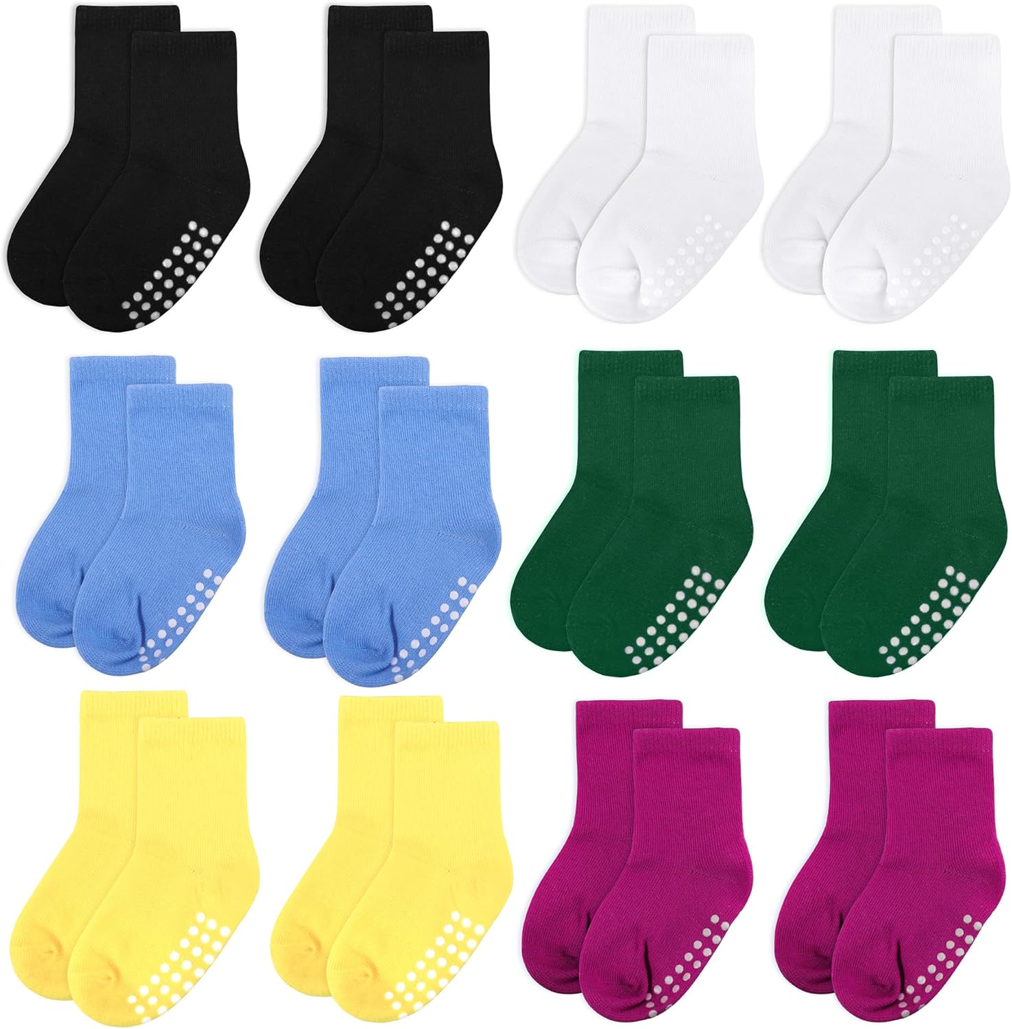 Baby Socks and Toddler Socks,Soft Cotton Crew Socks with Non-Slip Grips for Infa...