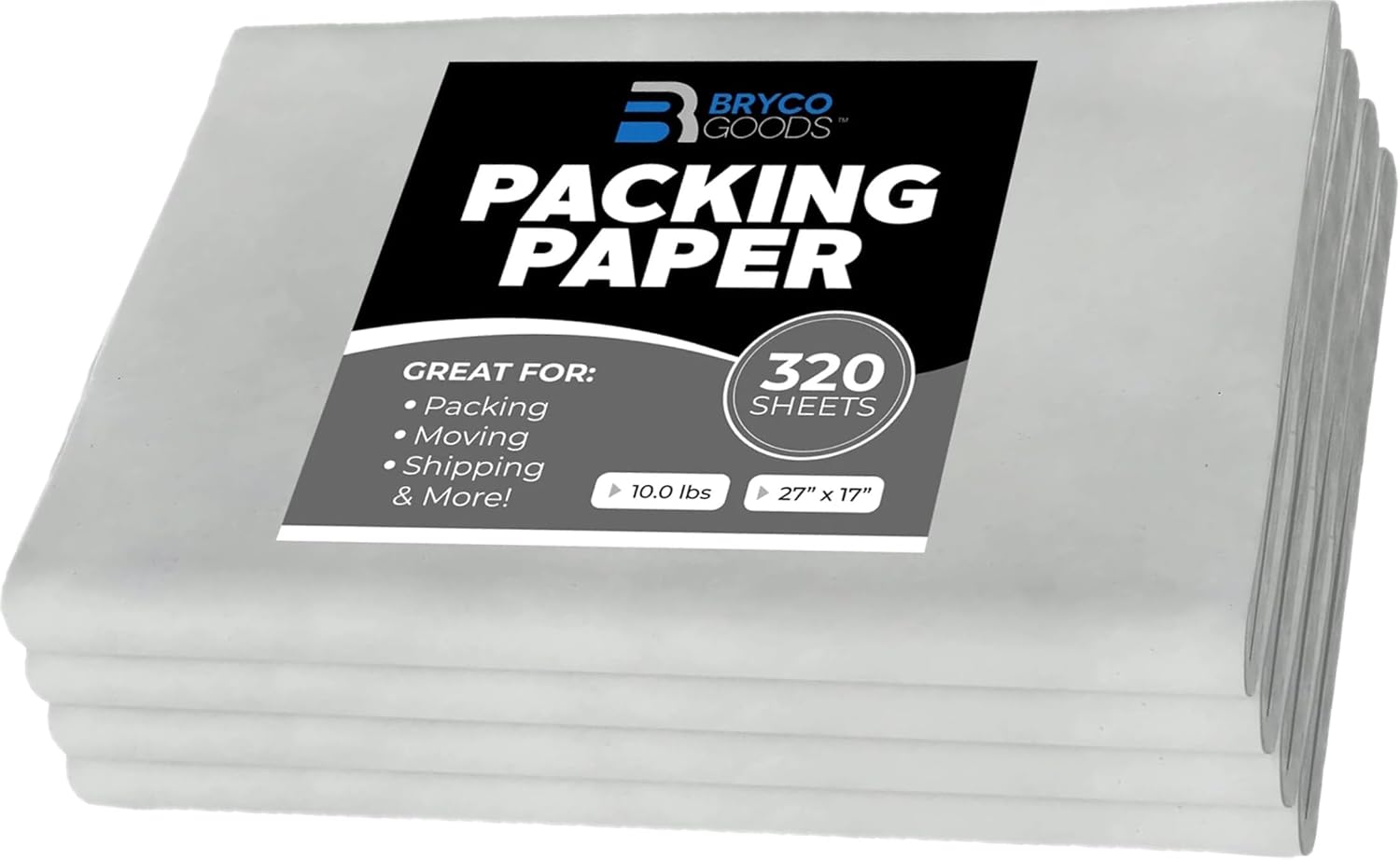 Bryco Goods Newsprint Packing Paper Sheets for Moving - 10lb - 320 Sheets of New...