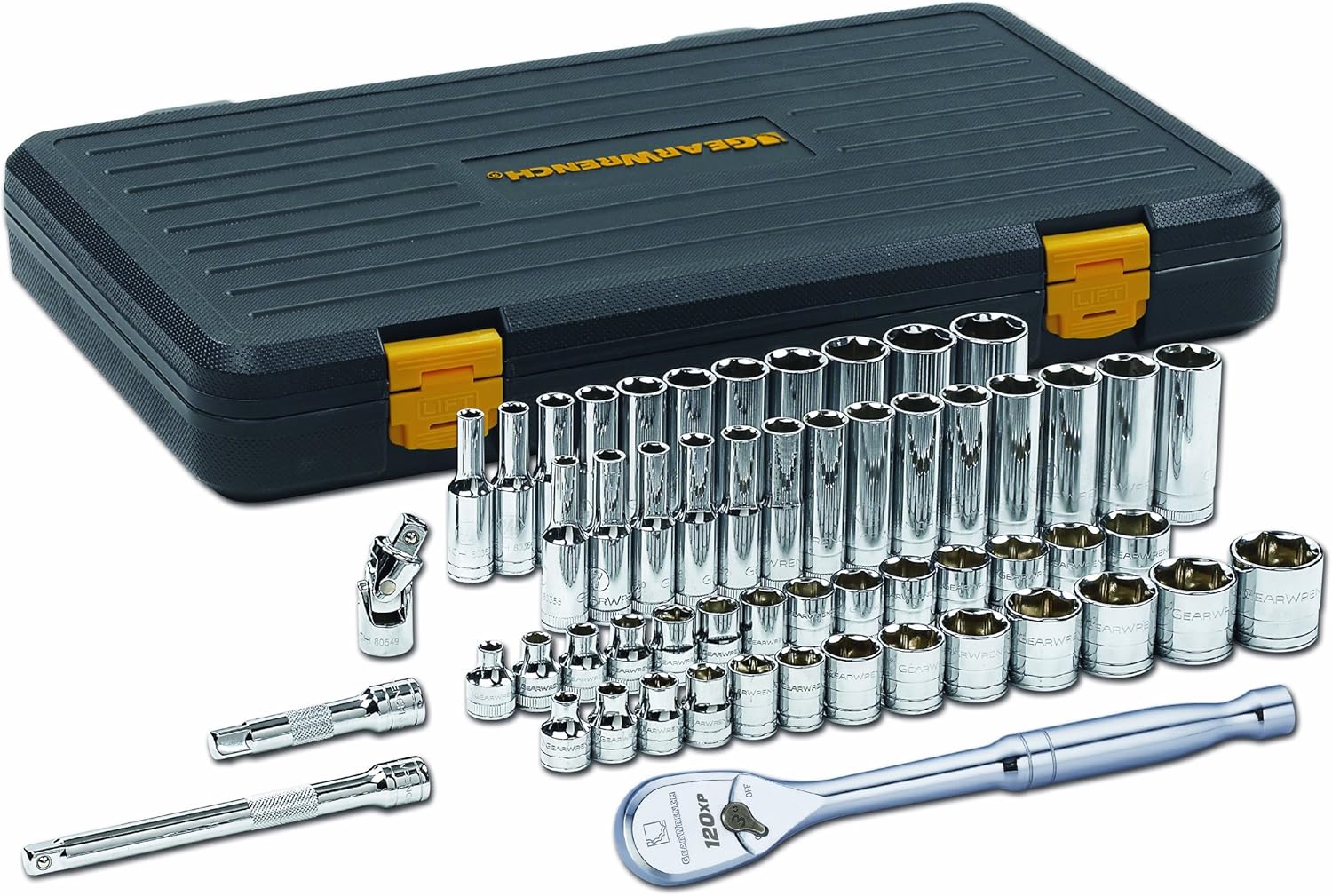 GEARWRENCH56 Pc. 3/8" Drive 6 Pt. 120XP Mechanics Tool Set, Standard & Deep, SAE...