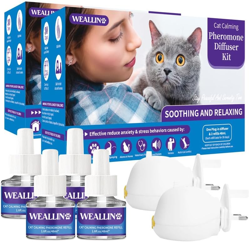 WEALLIN Cat Pheromone Diffuser - Cat Calming Plug-in Relieve Anxiety & Stress -...