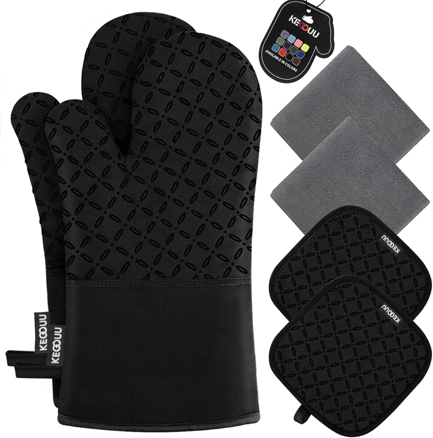 KEGOUU Oven Mitts and Pot Holders 6pcs Set, Kitche...