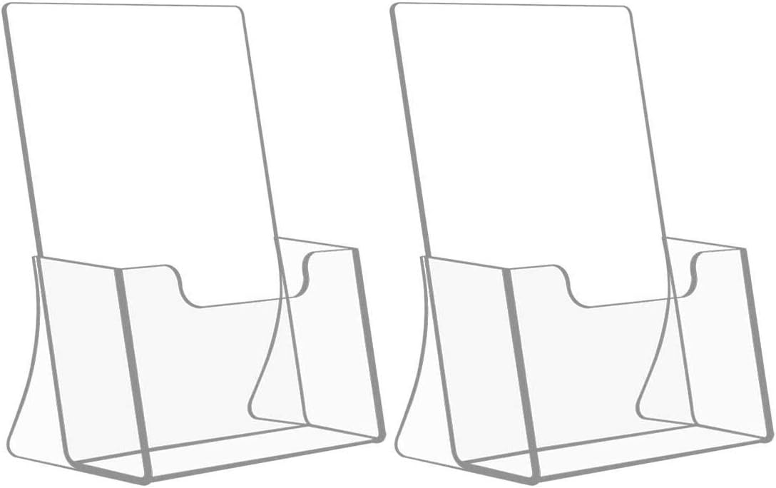 HIIMIEI Acrylic Freestanding Brochure/Leaflet Holder A5 2 Pack - Clear