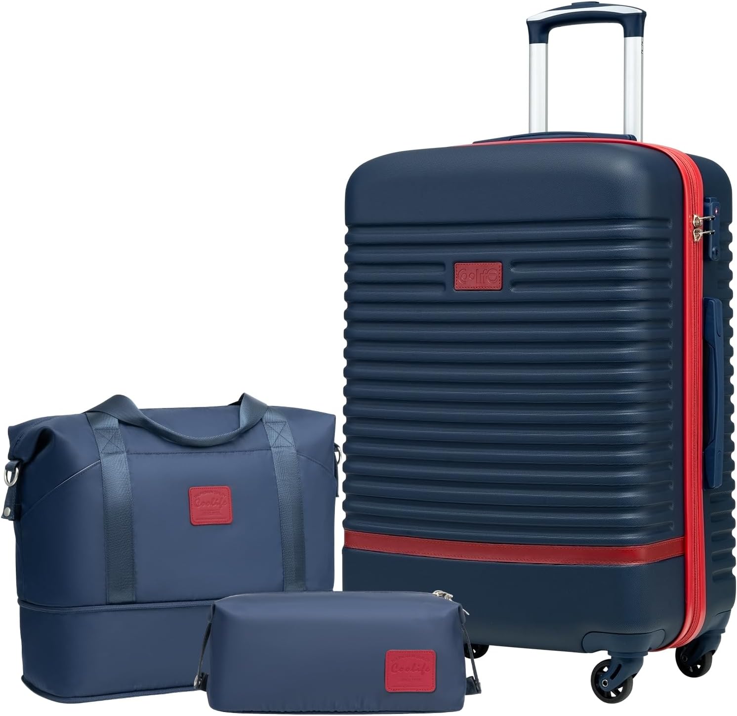 COOLIFE Suitcase Trolley Carry On Hand Cabin Luggage Hard Shell Travel Bag Light...