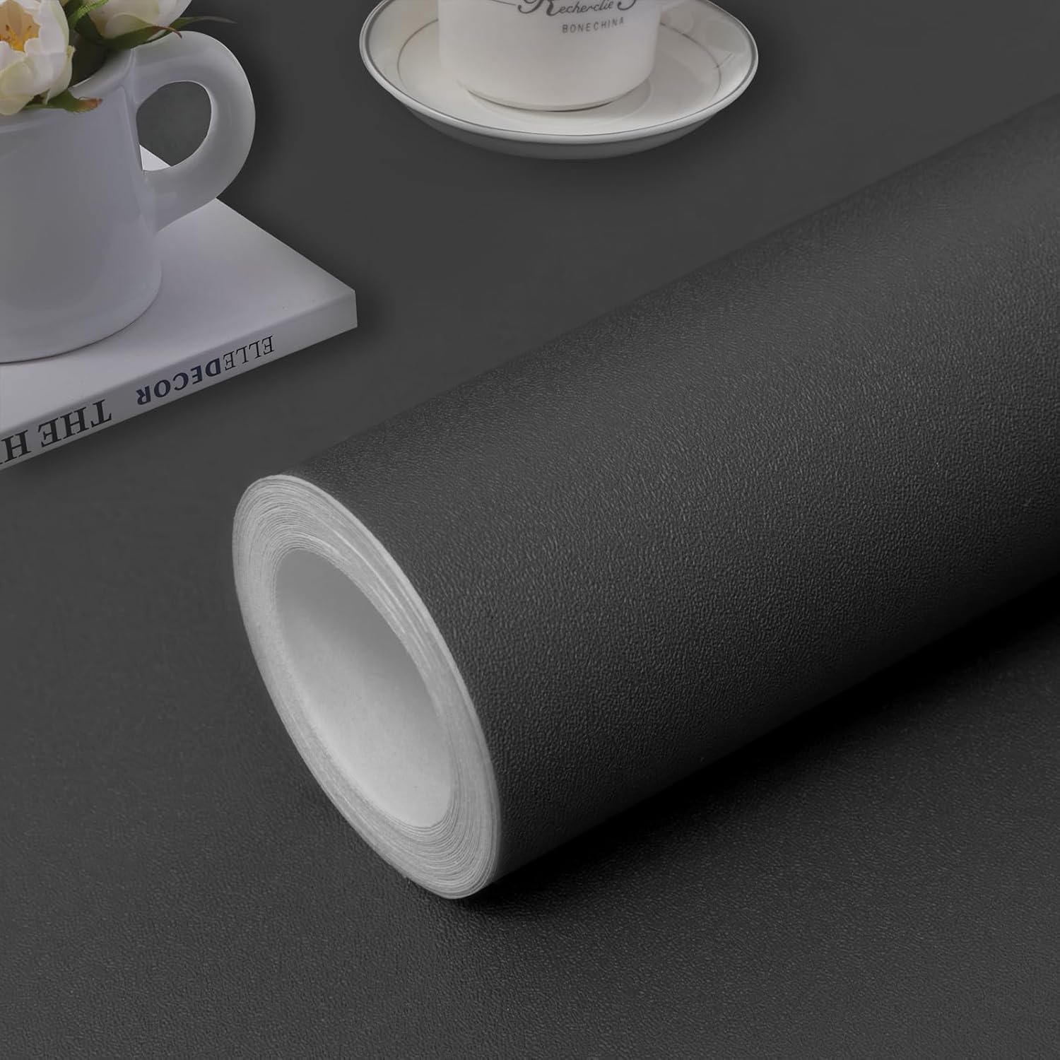 practicalWs 15.7"x 984.2" Grey Wallpaper Self Adhesive Peel and Stick Wall Patte...