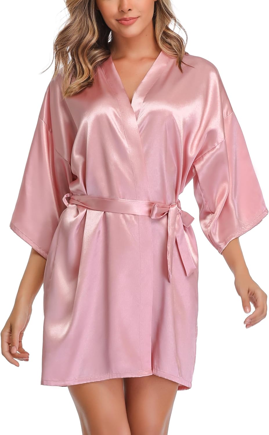 Wikoan Women's Satin Dressing Gown,Soft Silk Robe Lightweight Sleepwear for Brid...