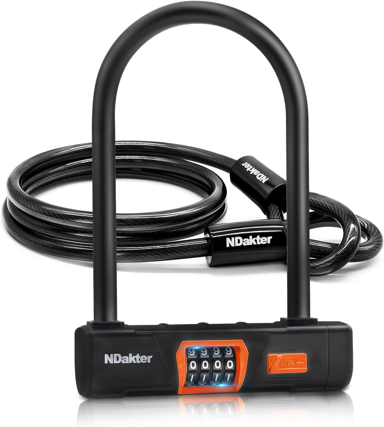 NDakter Bike Locks Heavy Duty Anti Theft, Combo Bike U Lock, 4-Digit Resettable...